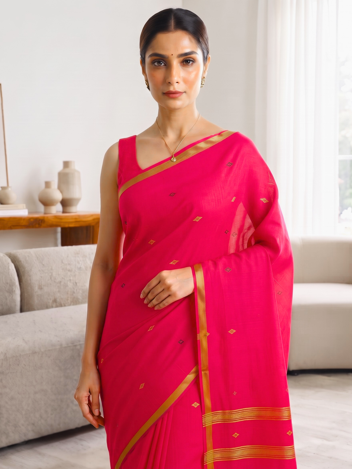 Madhura Fuchsia Bengal Handloom Saree