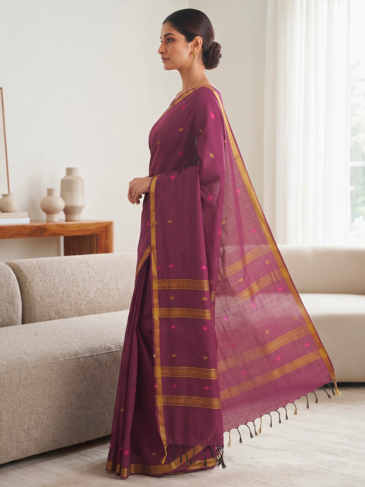 Madhura Magenta Bengal Handloom Saree