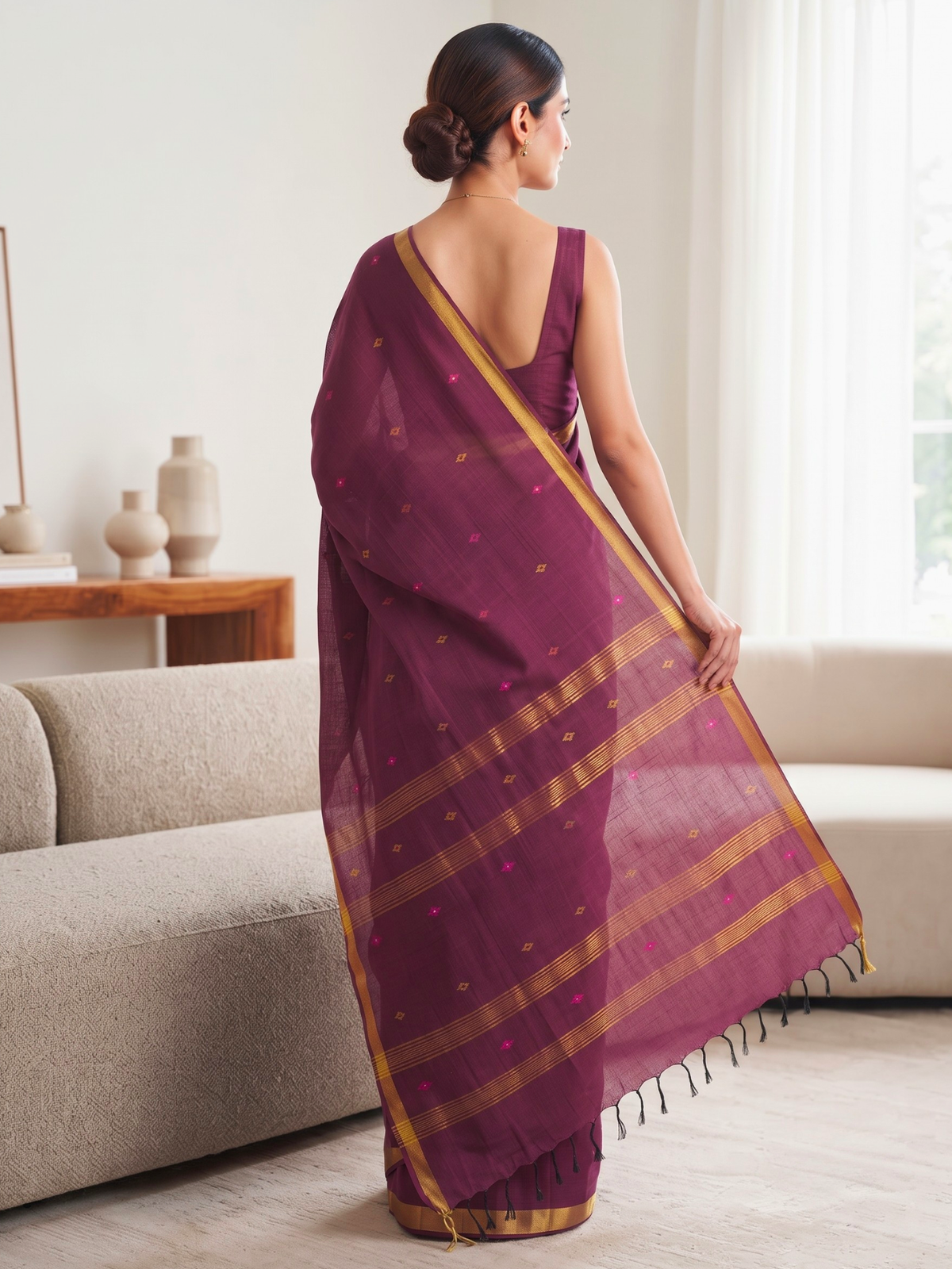 Madhura Magenta Bengal Handloom Saree