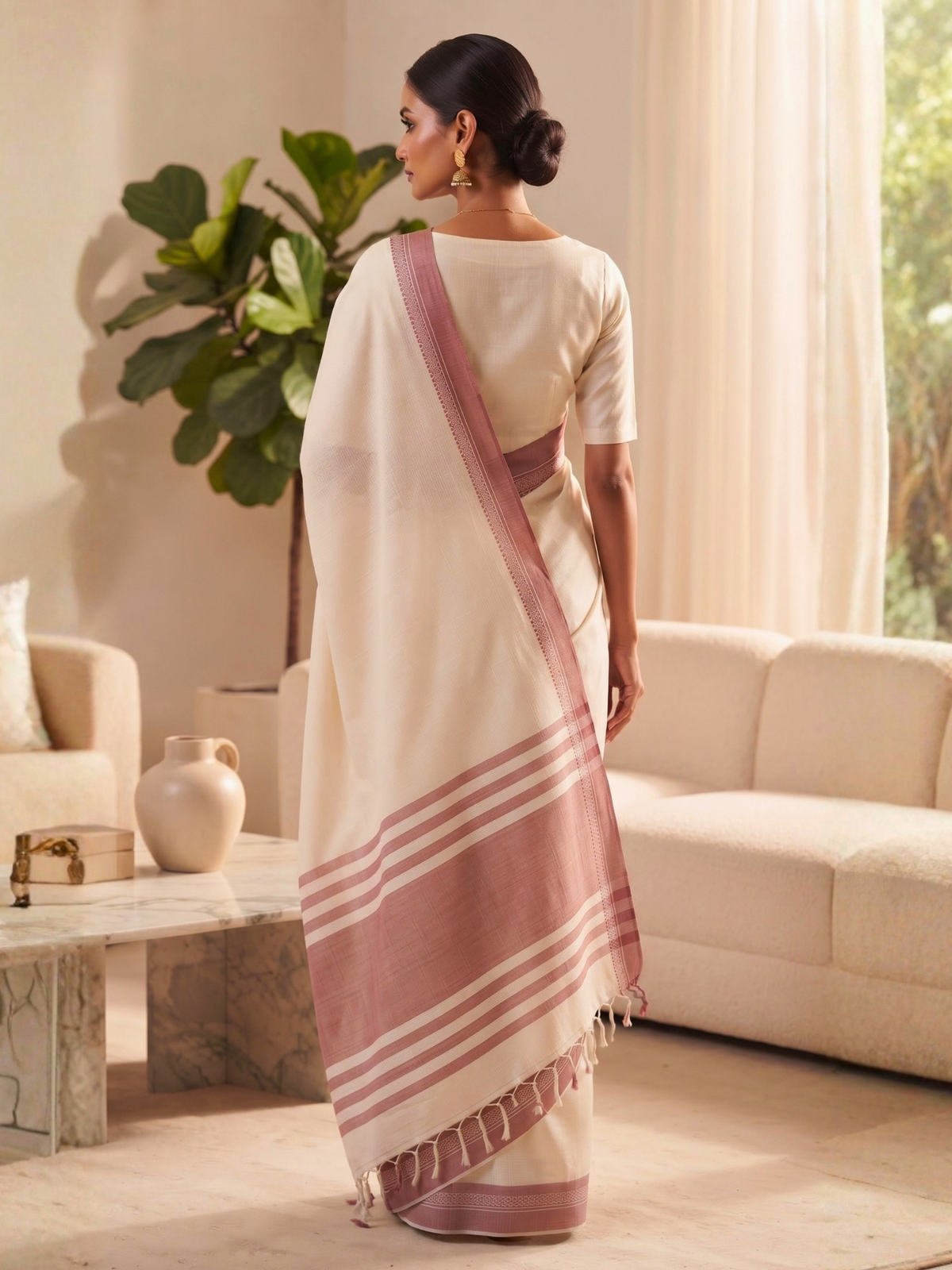 Shravasti Off-White Bengal Handloom Saree