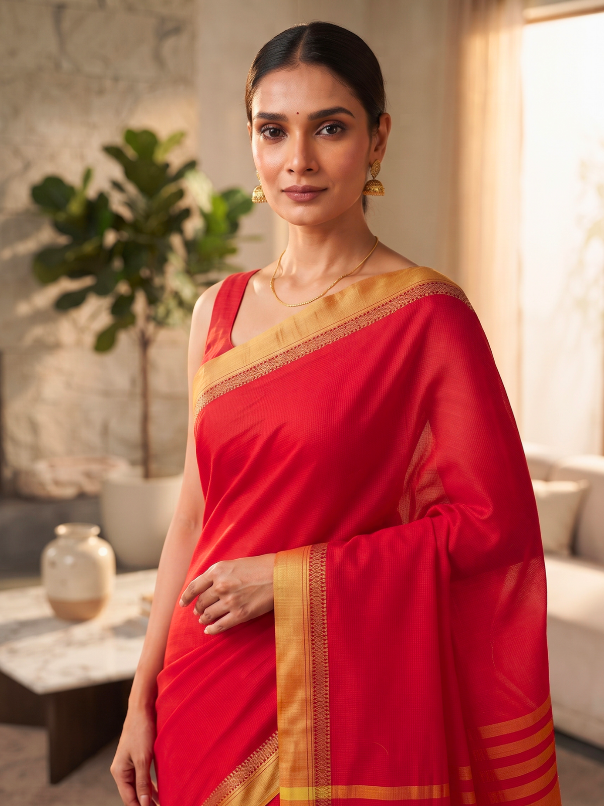 Shravasti Red Bengal Handloom Saree
